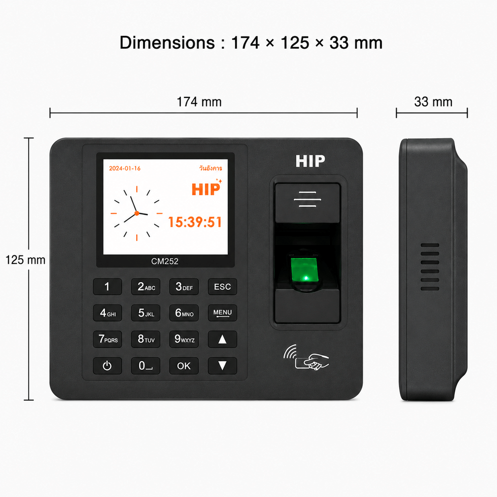 เครื่องสแกนลายนิ้วมือ HIP รุ่น CMI252 สีดำ